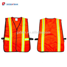 Oi Vis Hook &amp; Loop ajustável colete de segurança Dia e noite Topografia Construção Workwear Fluorescente Laranja - Tamanho único